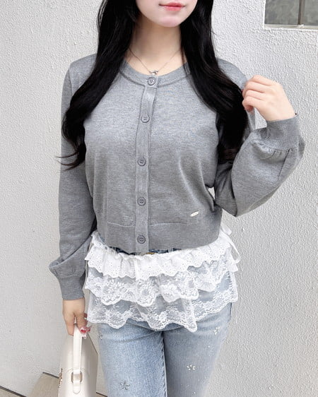 INGNI（イング） プレート付ニットカーディガン ｸﾞﾚｰ