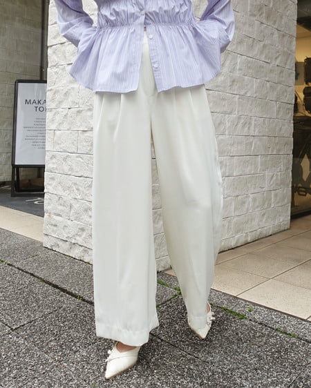 INGNI（イング） 2タックトロミイージーワイドパンツ ｱｲﾎﾞﾘｰ