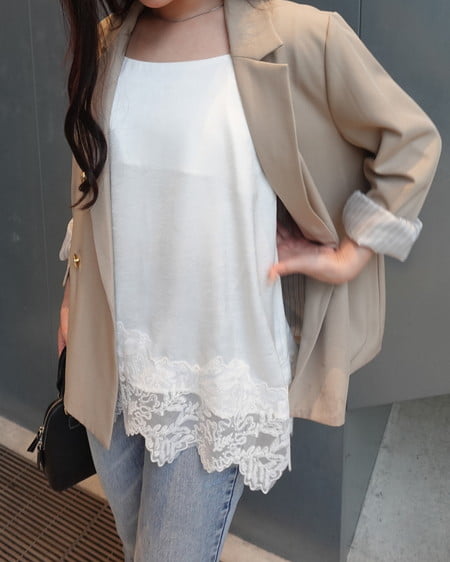 INGNI（イング） 裾レースサテンキャミ ｵﾌﾎﾜｲﾄ