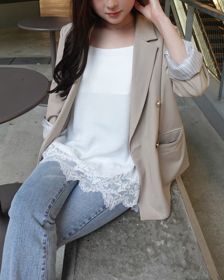 INGNI（イング） 裾レースサテンキャミ ｵﾌﾎﾜｲﾄ