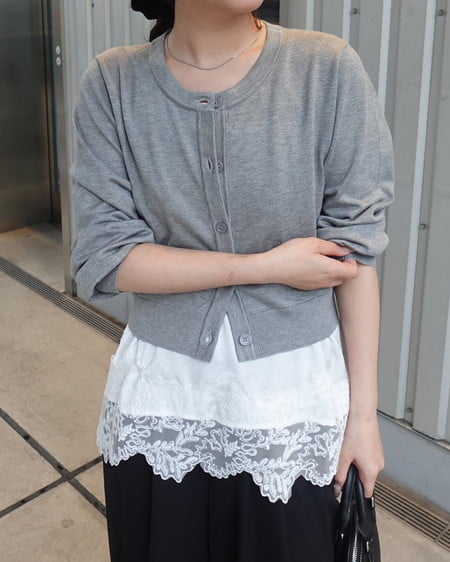 INGNI（イング） 裾レースサテンキャミ ｵﾌﾎﾜｲﾄ