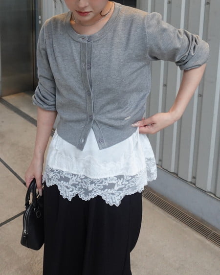 INGNI（イング） 裾レースサテンキャミ ｵﾌﾎﾜｲﾄ