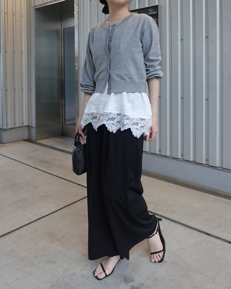 INGNI（イング） 裾レースサテンキャミ ｵﾌﾎﾜｲﾄ