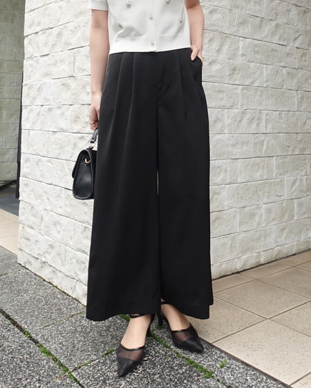 INGNI（イング） 2タックトロミイージーワイドパンツ ｸﾛ