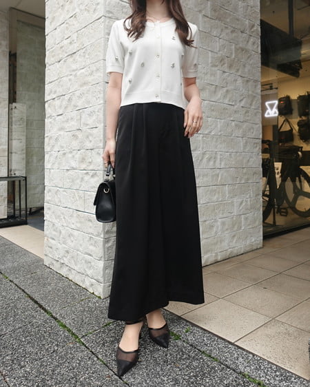 INGNI（イング） ビジュー装飾半袖ニットカーディガン ｵﾌﾎﾜｲﾄ