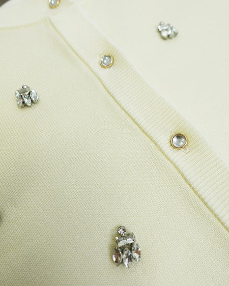 INGNI（イング） ビジュー装飾半袖ニットカーディガン ｲｴﾛｰ