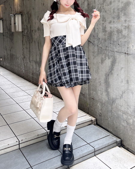 INGNI（イング） リボンオフショル半袖ニット ｱｲﾎﾞﾘｰ