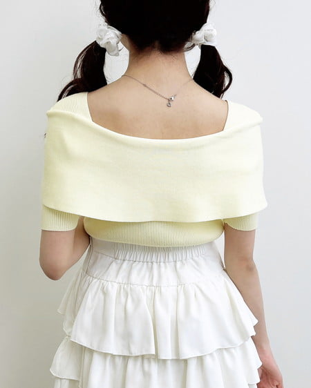 INGNI（イング） リボンオフショル半袖ニット ｲｴﾛｰ