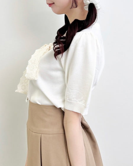 INGNI（イング） レースボウタイ半袖ニット ｱｲﾎﾞﾘｰ