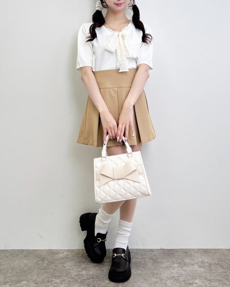 INGNI（イング） レースボウタイ半袖ニット ｱｲﾎﾞﾘｰ