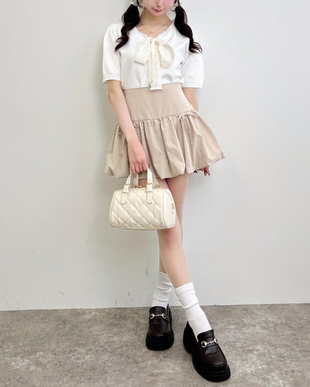 INGNI（イング） レースボウタイ半袖ニット ｱｲﾎﾞﾘｰ