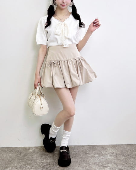 INGNI（イング） レースボウタイ半袖ニット ｱｲﾎﾞﾘｰ