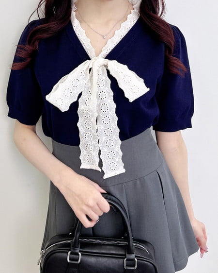 INGNI（イング） レースボウタイ半袖ニット ｺﾝ