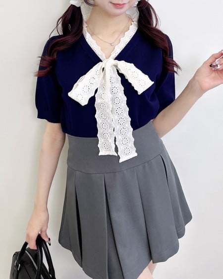 INGNI（イング） レースボウタイ半袖ニット ｺﾝ