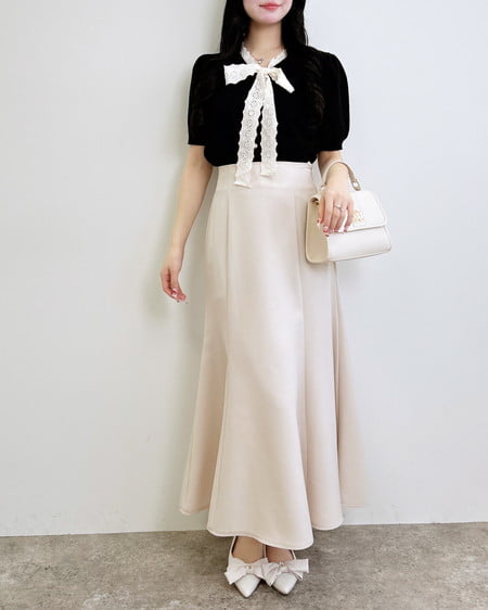 INGNI（イング） バックリボンマーメイドスカート ﾗｲﾄﾍﾞｰｼﾞｭ