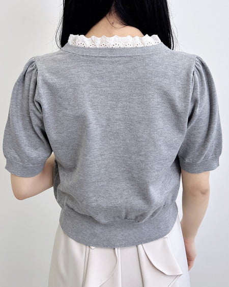 INGNI（イング） レースボウタイ半袖ニット ｸﾞﾚｰ