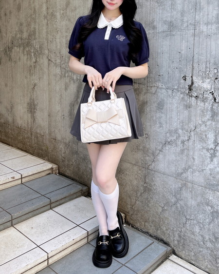 INGNI（イング） 襟レース付胸ロゴポロシャツ ｺﾝ