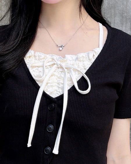 INGNI（イング） レイヤードカーデトップス ｸﾛ/ﾚｰｽ