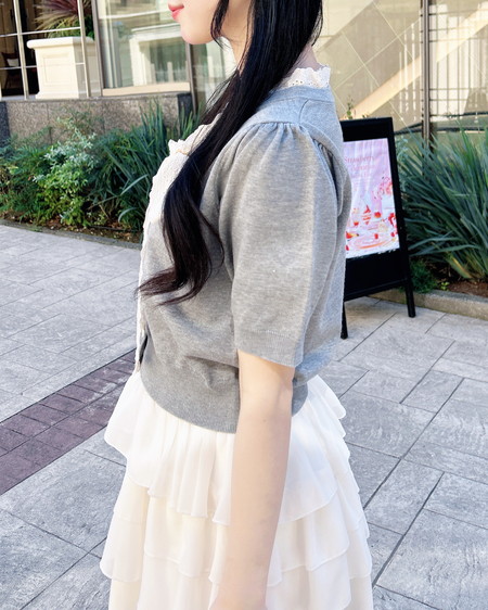 INGNI（イング） レースボウタイ半袖ニット ｸﾞﾚｰ