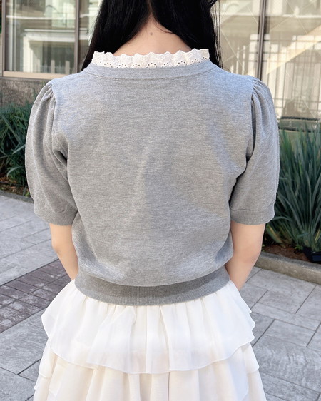 INGNI（イング） レースボウタイ半袖ニット ｸﾞﾚｰ