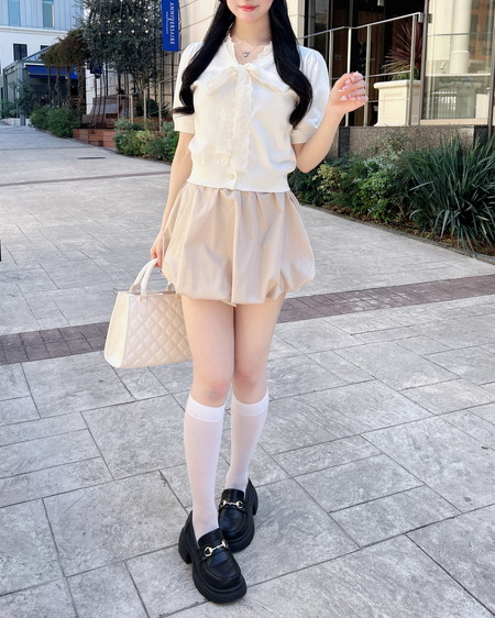 INGNI（イング） レースボウタイ半袖ニット ｱｲﾎﾞﾘｰ