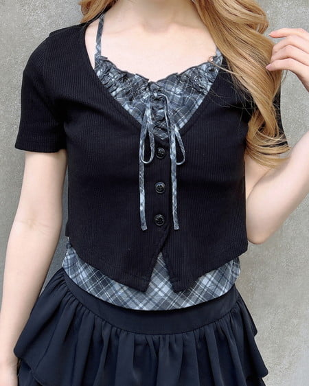 INGNI（イング） レイヤードカーデトップス ｸﾛ/ｸﾞﾚｰ