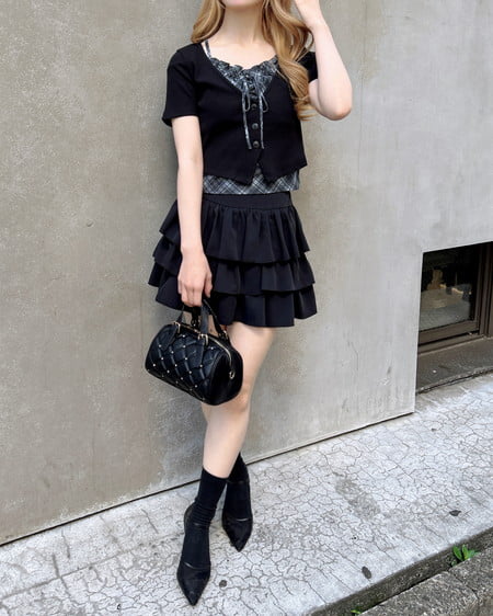 INGNI（イング） レイヤードカーデトップス ｸﾛ/ｸﾞﾚｰ