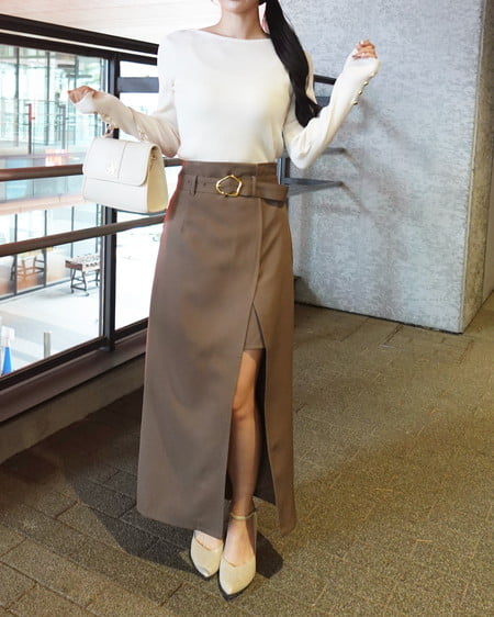 INGNI（イング） 変形バックルIラインスカート ﾓｶ