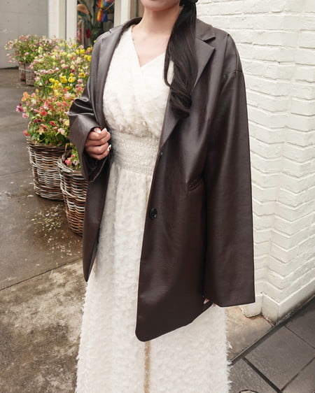 INGNI(イング) フェイクレザーテーラードジャケット ﾌﾞﾗｳﾝ