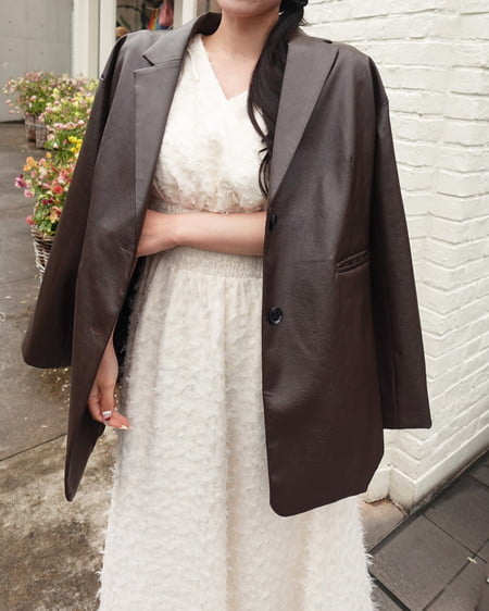 INGNI(イング) フェイクレザーテーラードジャケット ブラウン