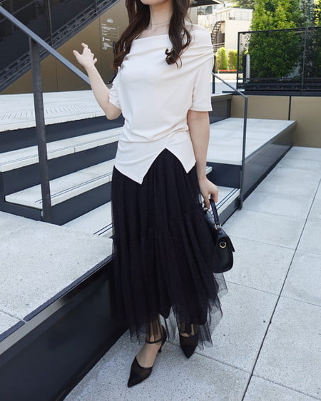 INGNI（イング） アシメドレープ半袖トップス ｱｲﾎﾞﾘｰ