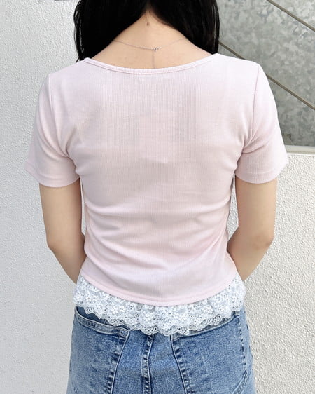 INGNI（イング） レイヤード前リボンリブトップス ﾋﾟﾝｸ