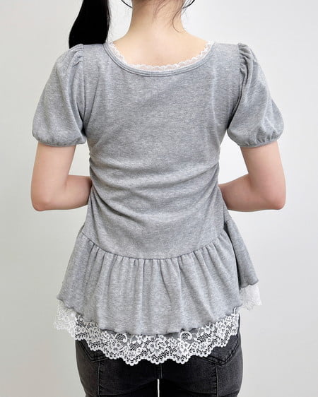 INGNI（イング） ヘンリーネックペプラムリブトップス ｸﾞﾚｰ