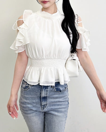 INGNI(イング) 2Wayリボン肩あきフリルブラウス オフホワイト