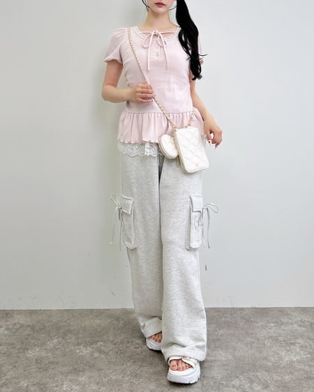 INGNI(イング) ヘンリーネックペプラムリブトップス ライトピンク