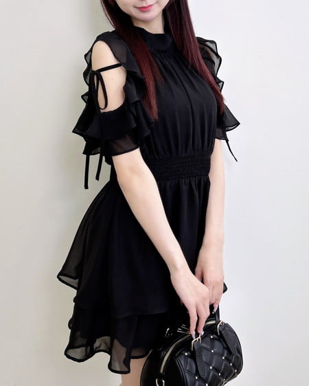 INGNI（イング） 2Wayリボン肩あきフリルミニワンピース ｸﾛ