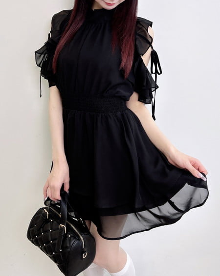 INGNI（イング） 2Wayリボン肩あきフリルミニワンピース ｸﾛ