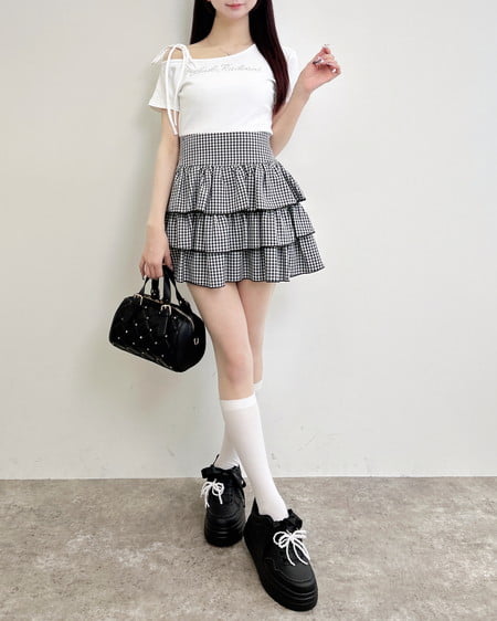 INGNI（イング） ワンショル肩リボンロゴリブトップス ｵﾌﾎﾜｲﾄ