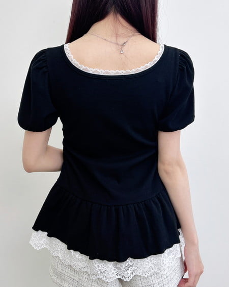 INGNI（イング） ヘンリーネックペプラムリブトップス ｸﾛ