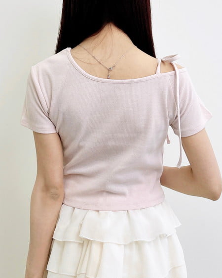 INGNI（イング） ワンショル肩リボンロゴリブトップス ﾗｲﾄﾋﾟﾝｸ