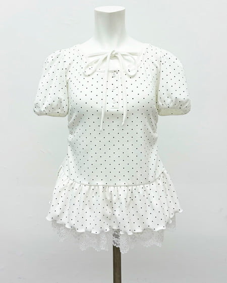 INGNI(イング) ヘンリーネックペプラムリブトップス オフクロ/ドット