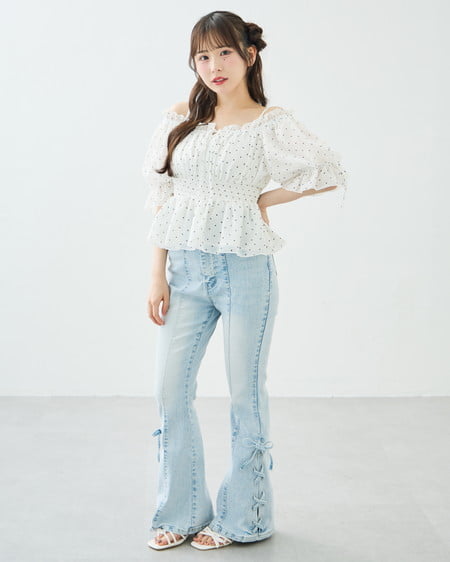 INGNI（イング） リボンストラップサンダル ｵﾌﾎﾜｲﾄ