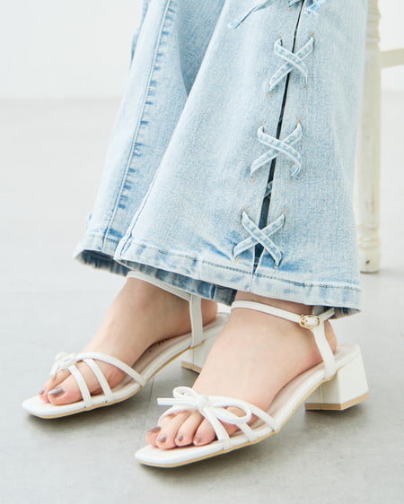 INGNI（イング） リボンストラップサンダル ｵﾌﾎﾜｲﾄ