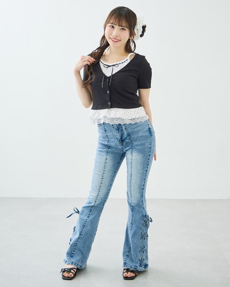 INGNI（イング） リボンストラップサンダル ｸﾛ