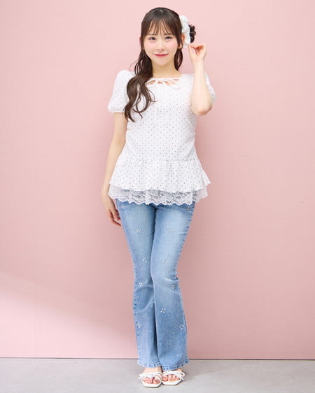 INGNI（イング） リボンストラップサンダル ｵﾌﾎﾜｲﾄ