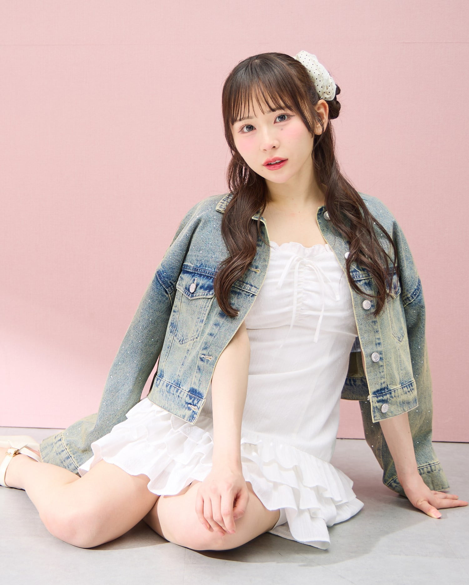 綿レースフリルミニキャミワンピース