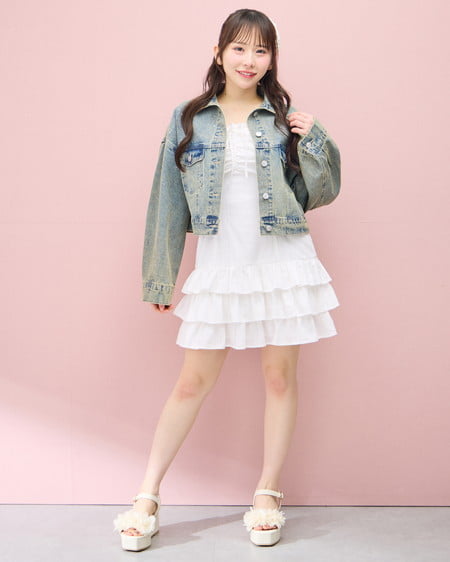 INGNI（イング） 綿レースフリルミニキャミワンピース ｵﾌﾎﾜｲﾄ