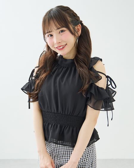 2Wayリボン肩あきフリルブラウス