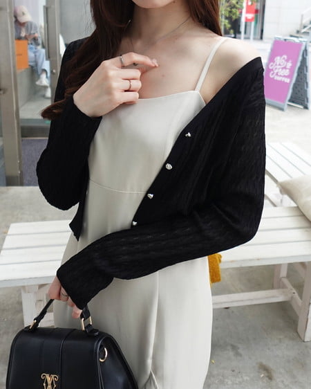 INGNI（イング） シアーリブニットカーディガン ｸﾛ