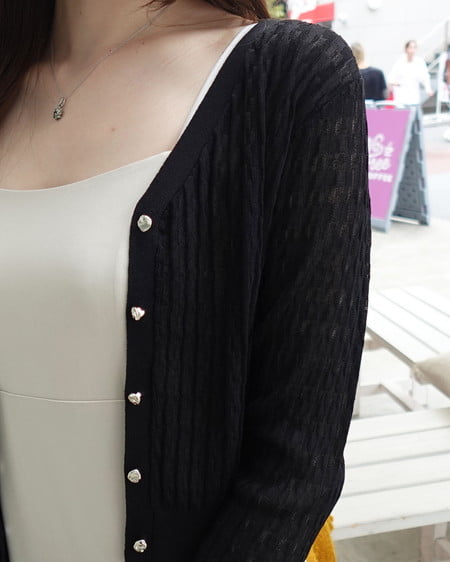 INGNI（イング） シアーリブニットカーディガン ｸﾛ